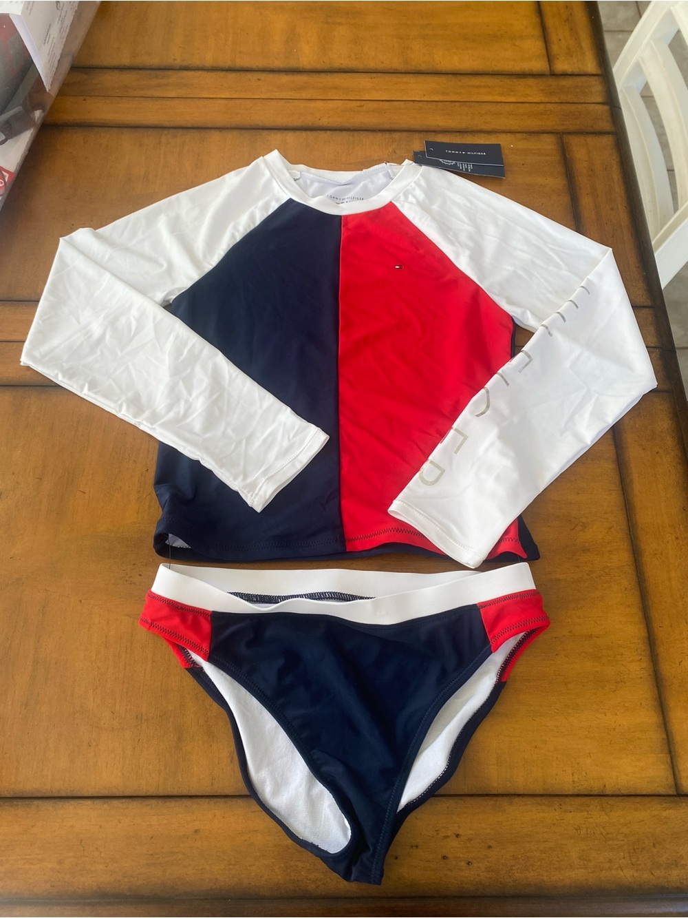 NWT Tommy Hilfiger Girls Two Piece Swimsuit Set XL